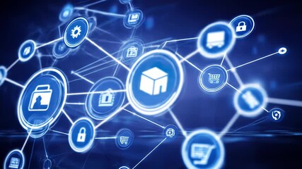 A network of interconnected glowing blue icons, suggesting digital communication - Powered by Adobe