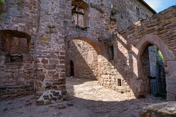 The Majestic and Enigmatic Ruins of an Ancient Castle. Burg Hanstein castle ruins, The historic Castle Hanstein in Thuringia.