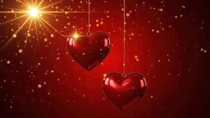 Shimmering hearts in radiant red