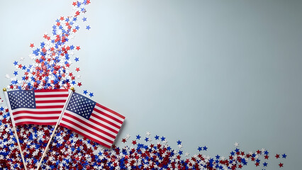 Celebrating president's day with american flags and patriotic crowd