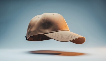 Floating Beige Baseball Cap with Shadow.