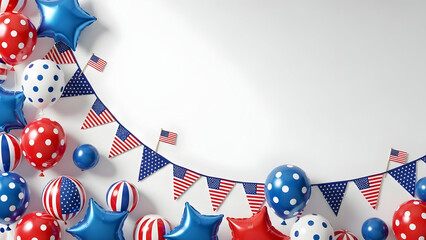 Obraz premium President's day celebration with patriotic balloons and american flags