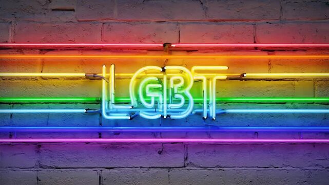 Neon sign of the LGBT flag.