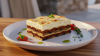 Luxury Greek Moussaka Mediterranean Fine Dining Cuisine
