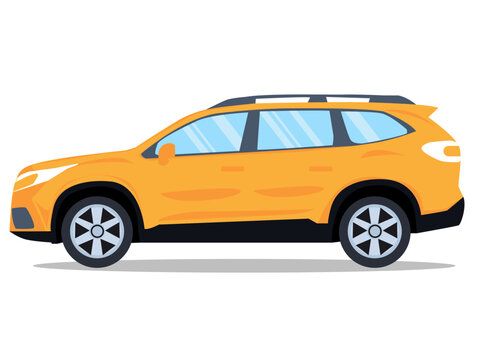 Yellow SUV Car Vector Illustration Isolated on White Background