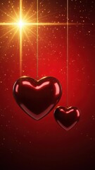 Shimmering hearts in radiant light