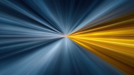 Abstract burst of blue and yellow colors radiating outward in a dynamic visual effect, creating a sense of energy and movement in a modern design style