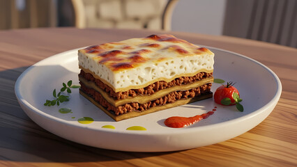 Luxury Greek Moussaka Mediterranean Fine Dining Cuisine
