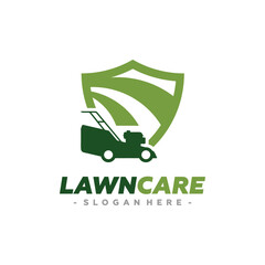 Lawn Care Service Logo Vector. Concept of landscaping, gardening and lawn maintenance logo template design.