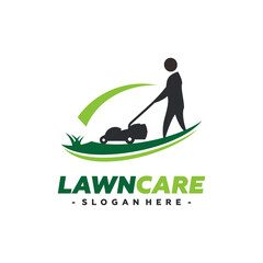 Lawn Care Service Logo Vector. Concept of landscaping, gardening and lawn maintenance logo template design.