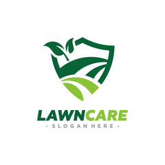 Lawn Care Service Logo Vector. Concept of landscaping, gardening and lawn maintenance logo template design.
