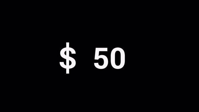 Animated Money Number Counter from 0 to 5000 Dollars ,Number, count, dollar counting, business, profit, counter Dollars and digits increasing Counting
