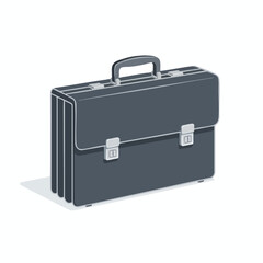 A vector illustration depicts a gray briefcase on a white background with highlights