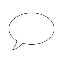 A simple black outline of a speech bubble against a stark white background