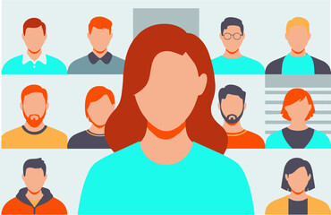 Anonymous People Avatar Group Illustration for Team and Community Concept