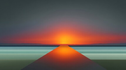 Serene Sunset Over Tranquil Water with Soft Gradient Colors and Reflection on Calm Surface Captured in a Minimalist Style