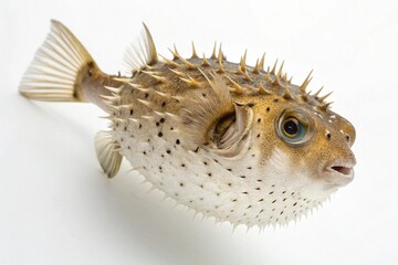 Inflated pufferfish isolated on a white background