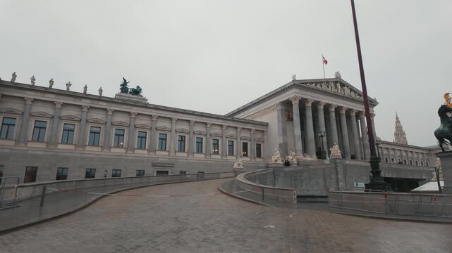 Vienna, Austria - December 13, 2024: Austrian Parliament in Vienna Old Town in Austria