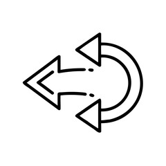 Circular arrows indicating direction change in minimalist style  