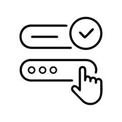 Hand clicking on checkbox and input field in minimalist design  
