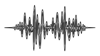 Vector illustration of an abstract blue digital background featuring electric cables and a waveform pulse spectrum to represent audio technology sound waves and medical heart rate graphs
