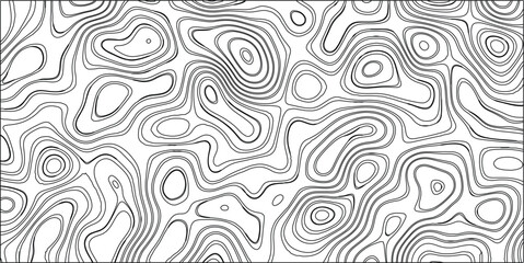Fototapeta premium Black and white abstract topographic contour lines forming a dense, intricate pattern on a white background, ideal for graphic design, textures, and conceptual art
