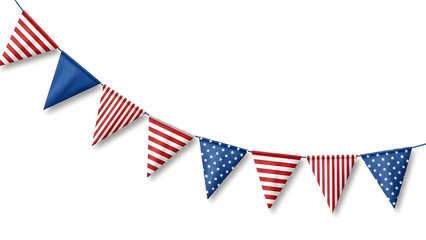 American flag bunting with red white and blue triangular flags president day 2026 America 1