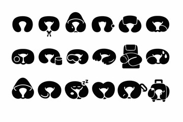 Cute dog sleeping positions and activities silhouettes collection