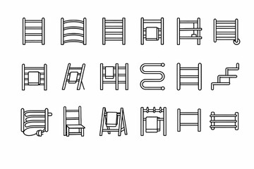 Various towel rack designs schematic diagram in black line art