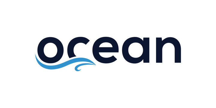 word mark text ocean logo design, wave sea surfing graphic icon concept