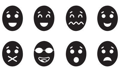 Minimalist Black & White Emoji Set &ndash; Expressive Smiley Faces, Emotions, and Reactions for UI/UX, Web, Mobile Apps, and Social Media &ndash; Premium Stock Graphics for Adobe Stock, Envato Elements