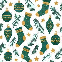 Teal & Gold Stocking Motif