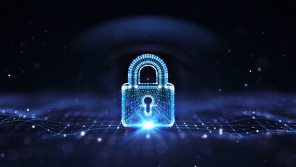 Digital padlock symbolizing cybersecurity and data protection