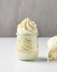 whipped cream in a glass jar