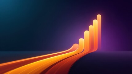 Vibrant Abstract Growth Chart Flowing in Warm Tones with Gradients of Orange and Purple for Business and Technology Concepts