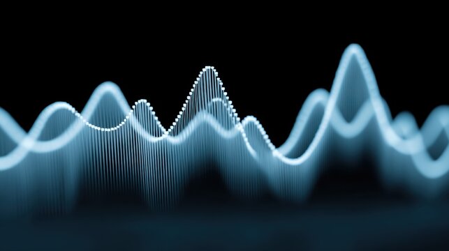 Abstract Digital Sound Wave Representation in Blue Tones with Audio Visualization for Technology and Music Backgrounds