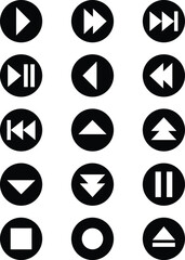 Play, Pause, Fast Forward, Rewind Buttons - Web and App Icons