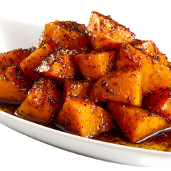 Roasted Sweet Potato Wedges with Golden Crust isolated on transparent background