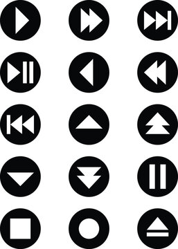 Play, Pause, Fast Forward, Rewind Buttons - Web and App Icons