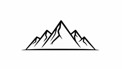 Stylized mountain range illustration in black and white.