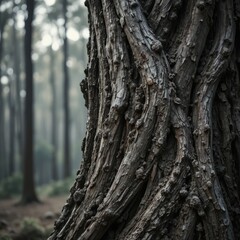 Textured Tree Bark in Forest