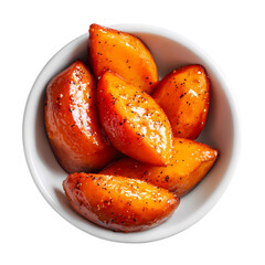 Roasted Sweet Potato Wedges with Golden Crust isolated on transparent background