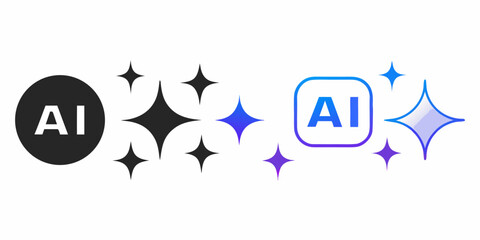 Obraz premium Artificial intelligence symbols with sparkling elements and a modern aesthetic design