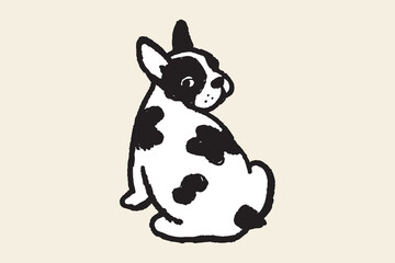 French bulldog sitting bold doodle vector illustration