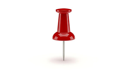 Fototapeta premium A red pushpin standing upright on a white background