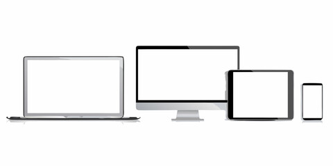 Display devices including laptop monitor tablet and smartphone mockup collection