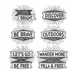 Vintage style banners with inspirational quotes and sunburst designs