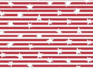 Dynamic Patriotic Inspired Pattern with Wavy Red Stripes and Scattered White Stars for Modern Graphic Design