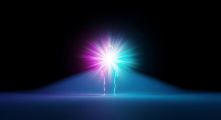 Glowing human form with vibrant pink and blue energy burst