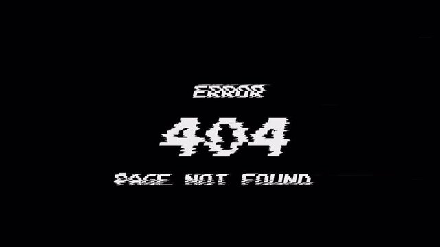 Error 404 Page Not Found Message Displayed on Black Screen Digital Graphic Design Technology Concept
